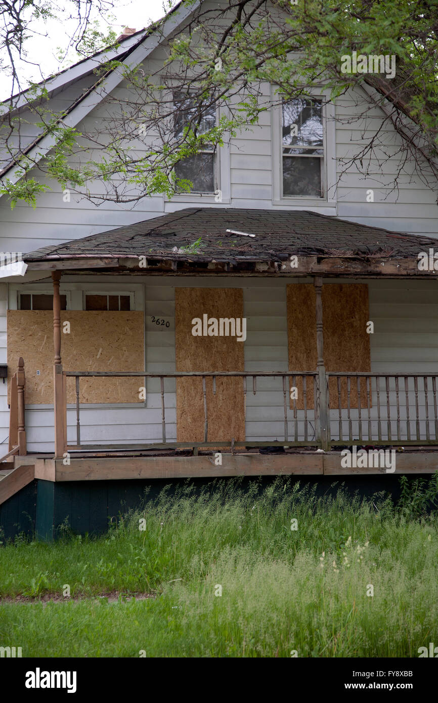 Parzializzato home di Flint, Michigan Foto Stock
