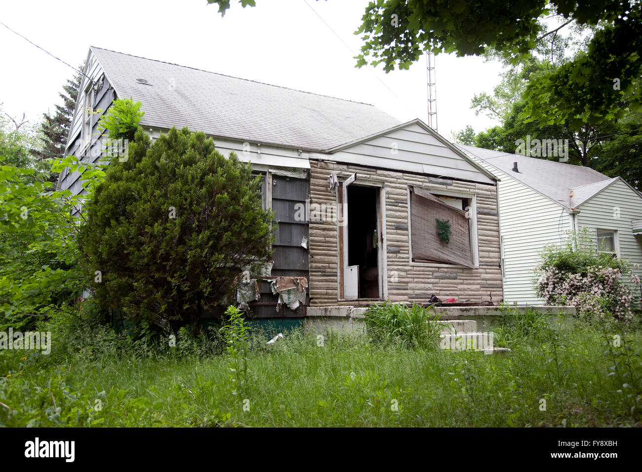 Casa in rovina di Flint, Michigan Foto Stock