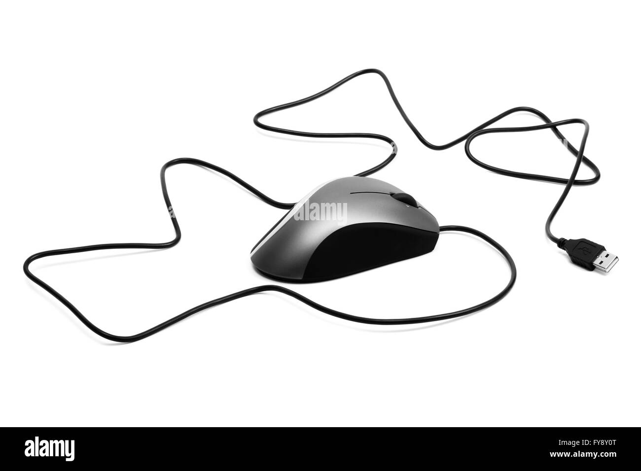 Il mouse con una ruota su sfondo bianco Foto Stock