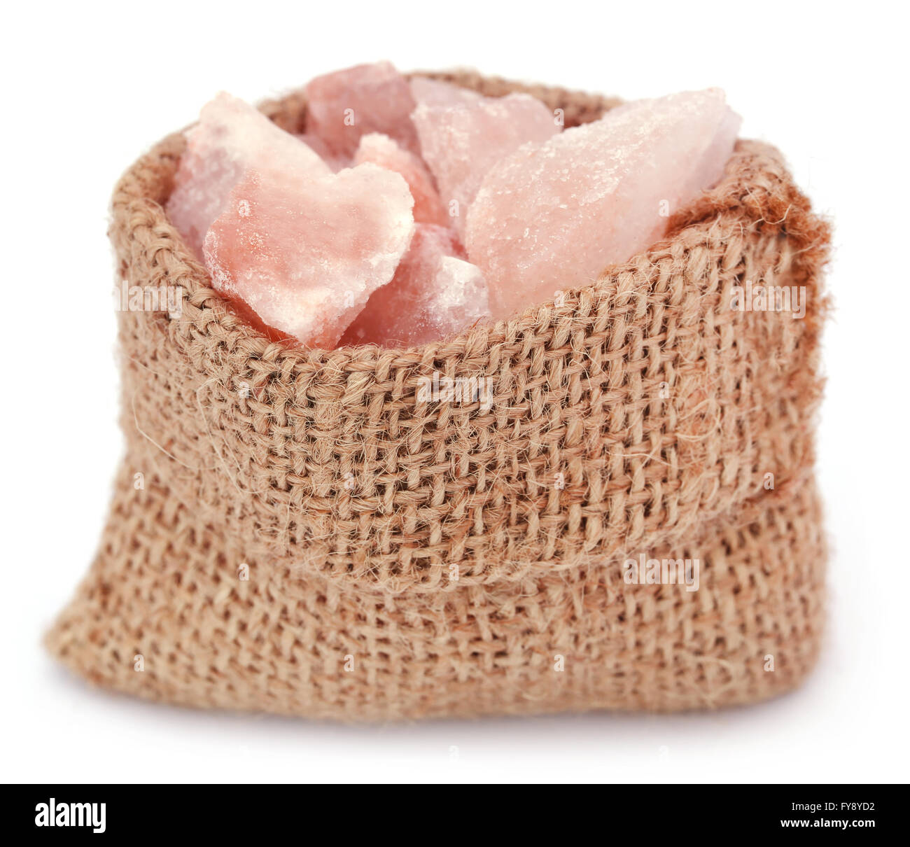 Saindhava lavana o Rosa himalayano sale di roccia su sfondo bianco Foto Stock