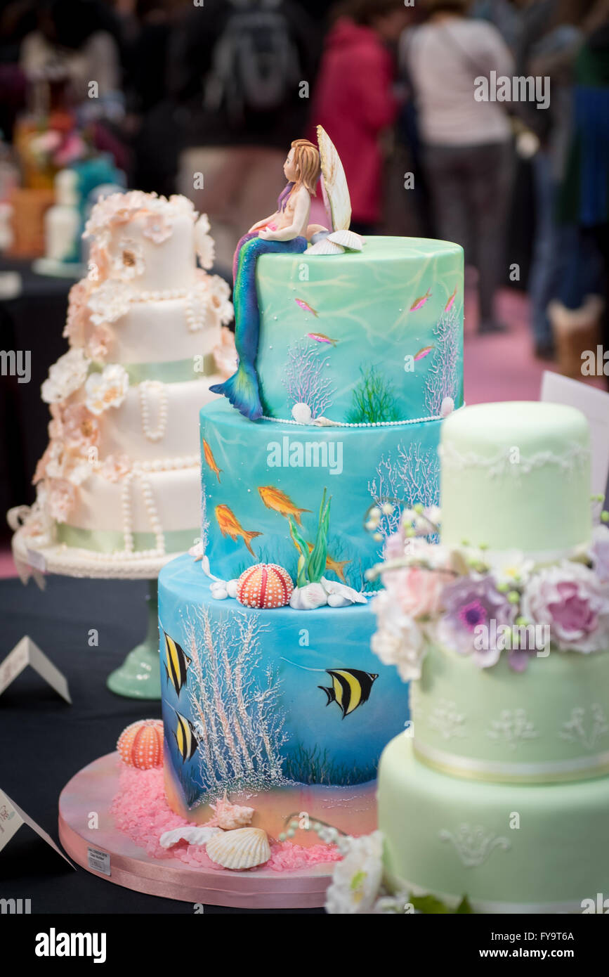 Mermaid decorativo torta a Torta International - La Sugarcraft, torta decorazione e cottura mostra a Londra Foto Stock