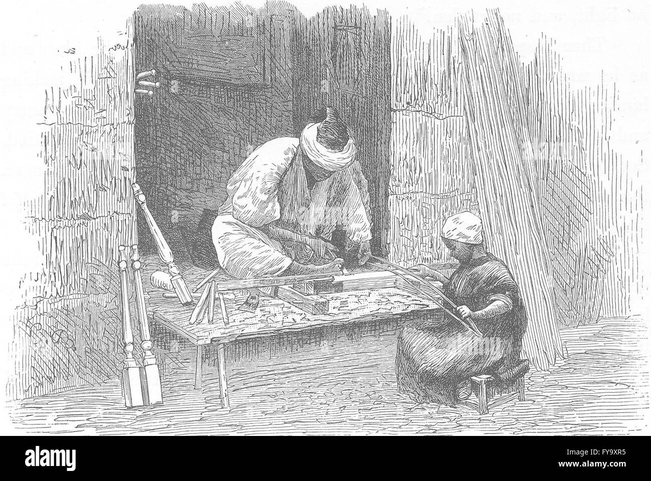 Marocco: stile moresco tornio, antica stampa 1882 Foto Stock