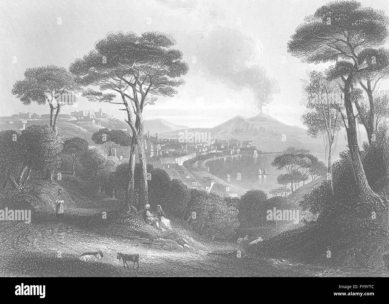 Italia : Napoli antica stampa c1856 Foto Stock