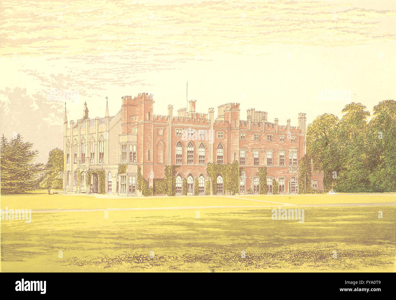 CASSIOBURY PARK, Watford, Hertfordshire (Earl of Essex), antica stampa 1890 Foto Stock
