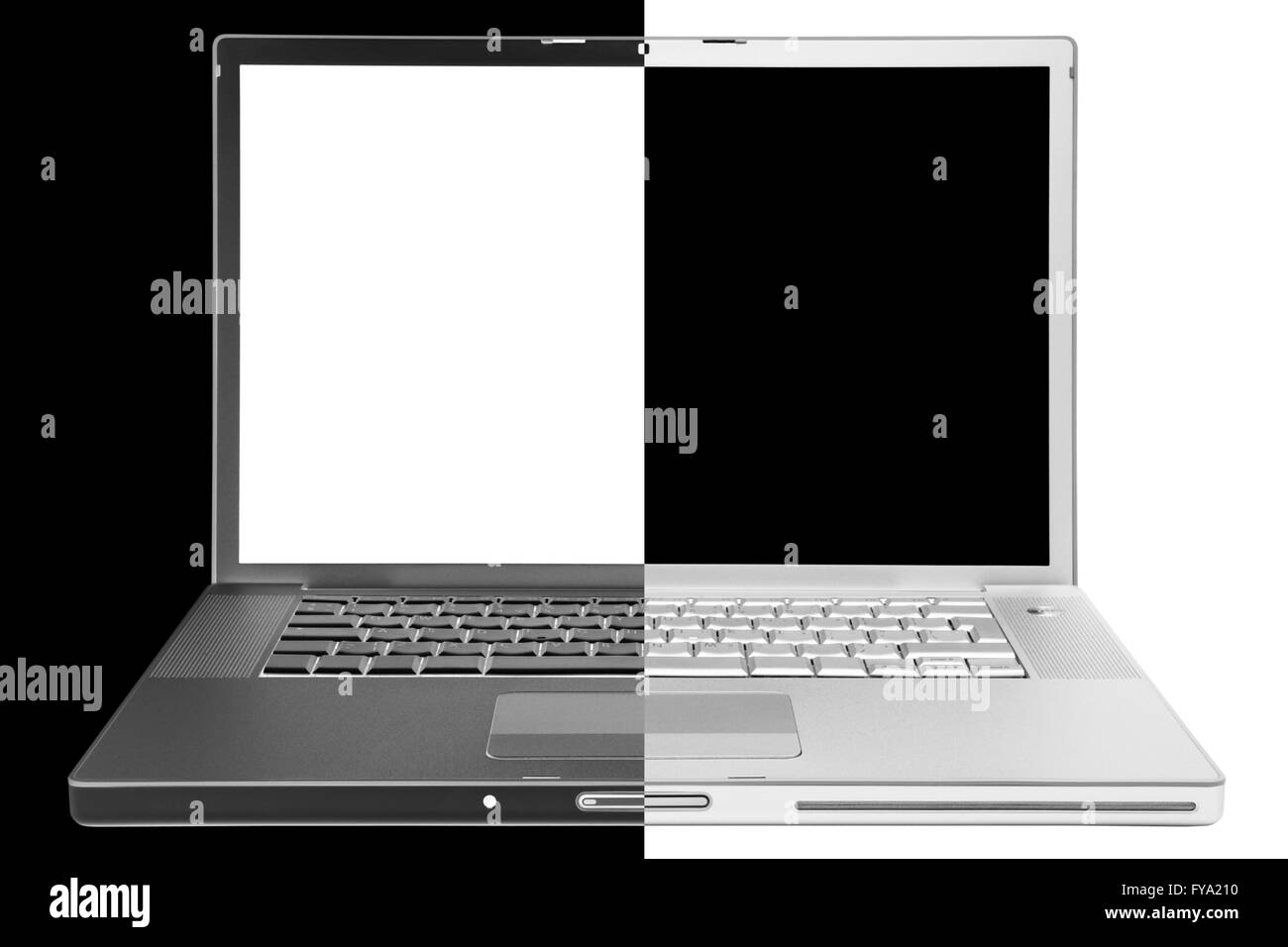 Laptop moderno in un negativo e positivo Foto Stock