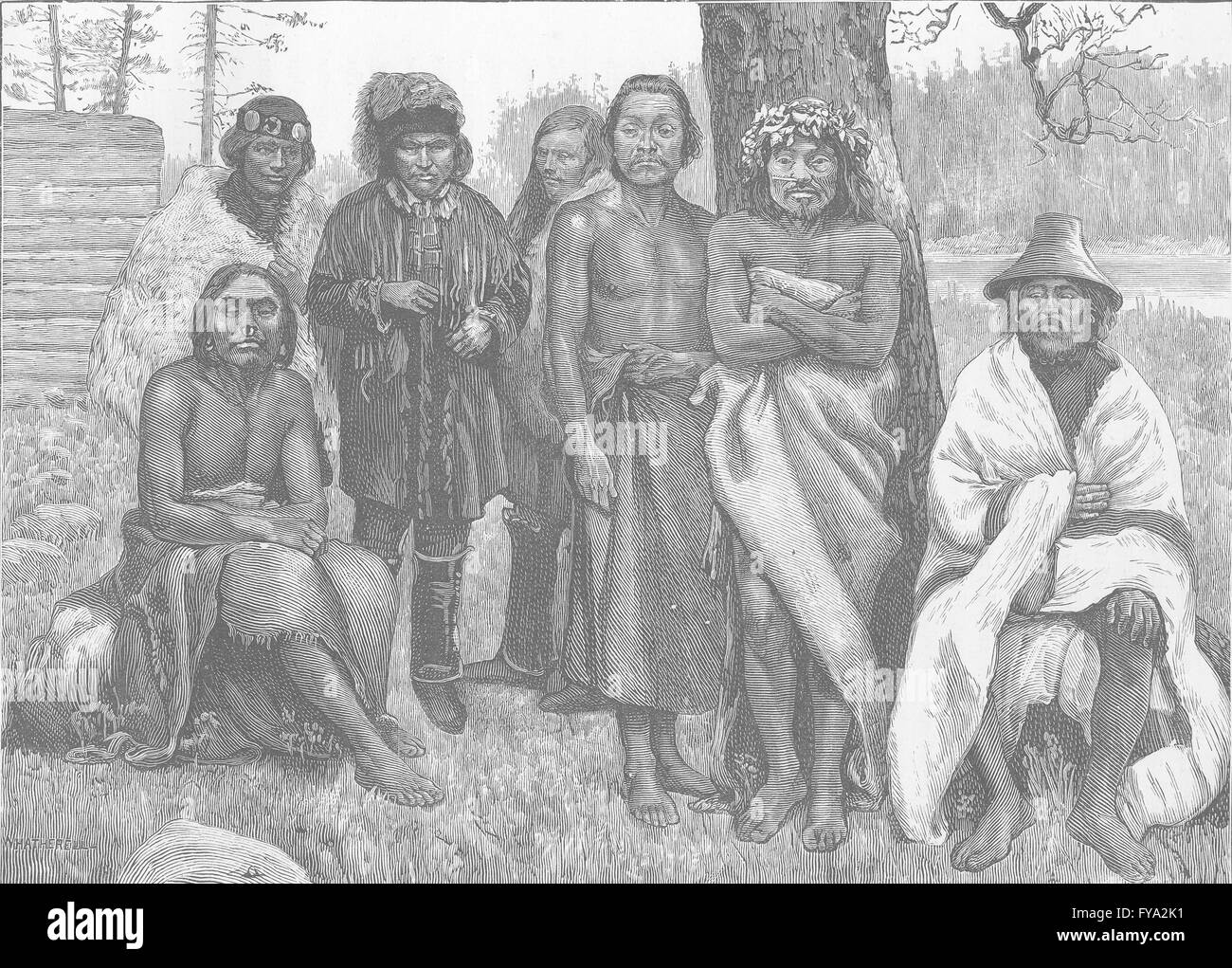USA: nel nord-ovest Indiani Americani, antica stampa 1890 Foto Stock