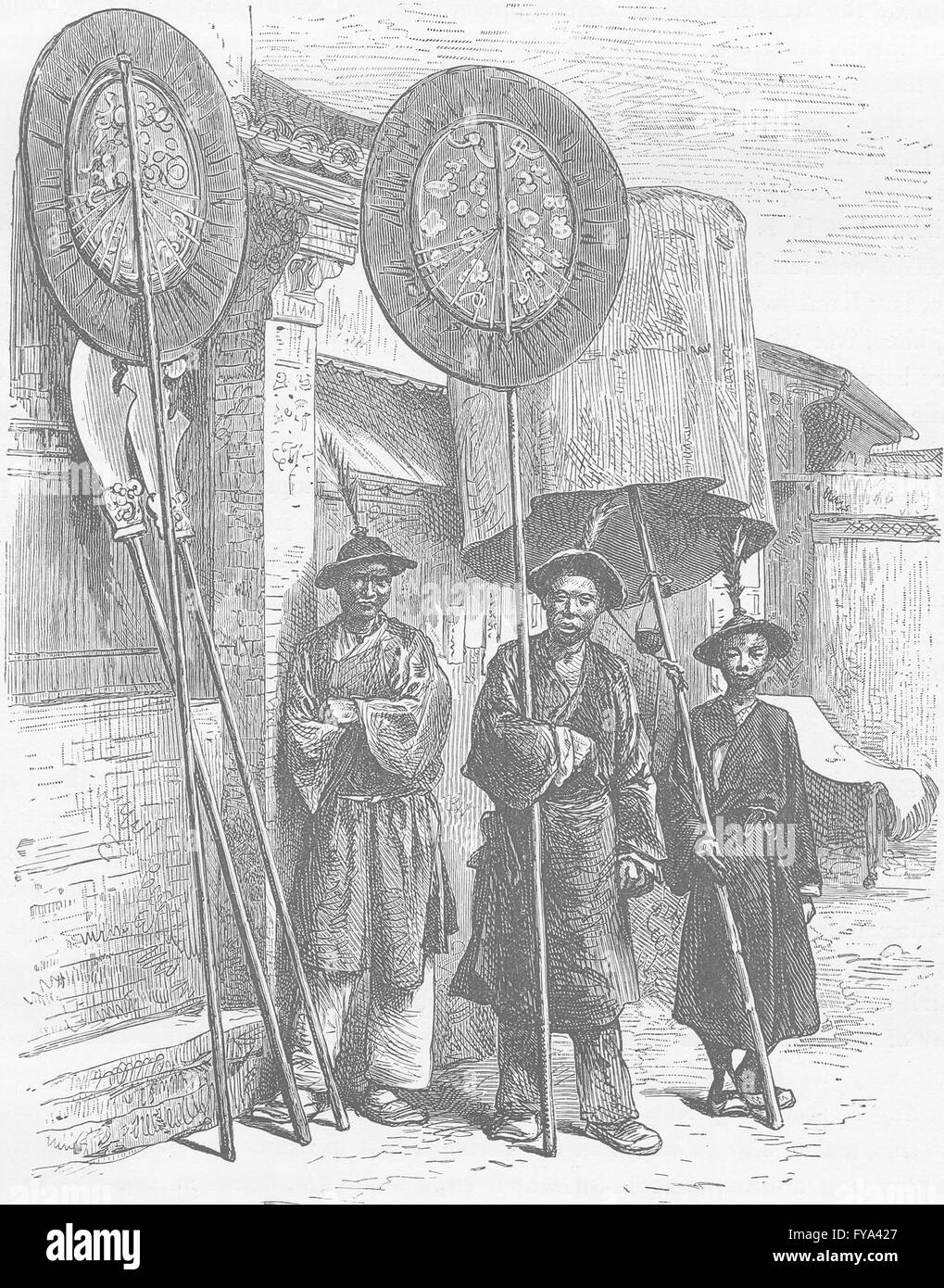 Cina: Cinese si disattiva, antica stampa 1892 Foto Stock