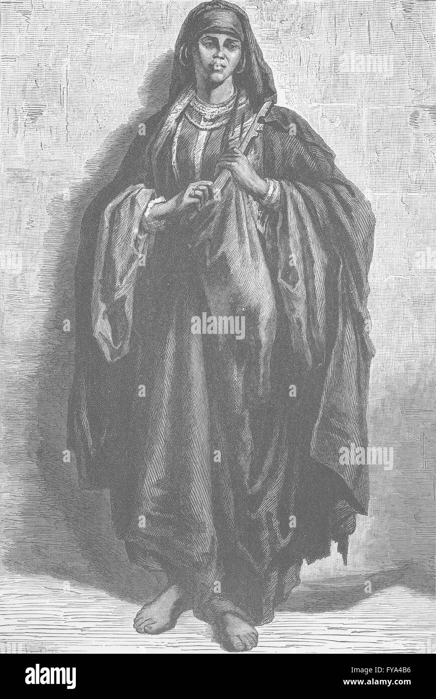 Egitto: donna gitana o Ghawazee (dancing girl) dall'Alto Egitto, antica stampa 1893 Foto Stock