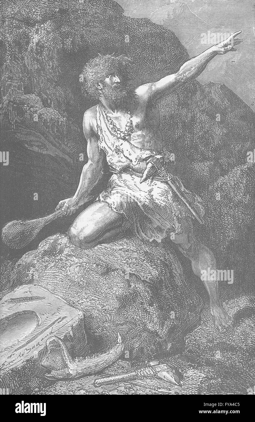 Preistoria: uomo di pietra lucidata (Neolitico) età antica stampa 1893 Foto Stock