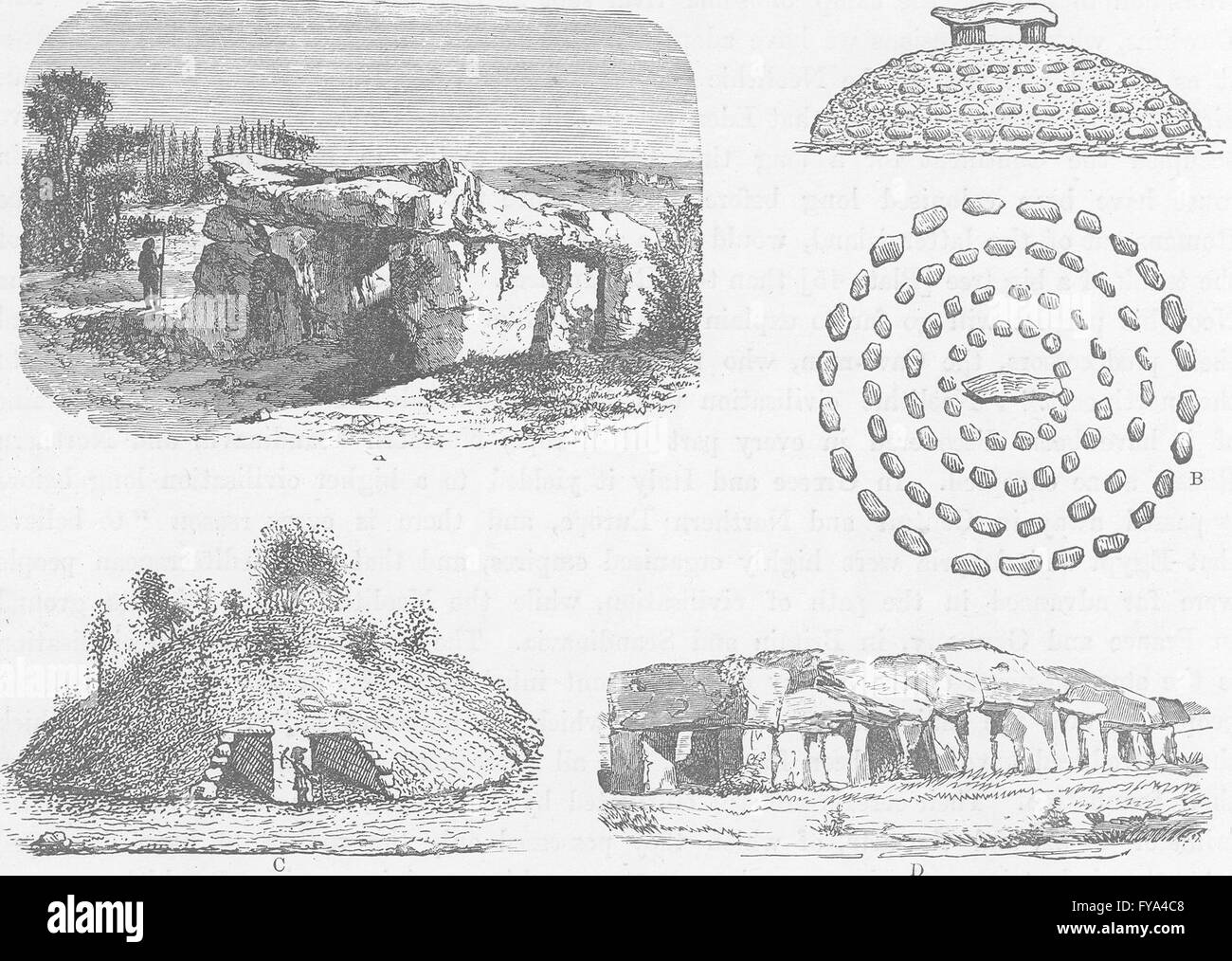 Preistoria: Monumenti dell'età neolitica, antica stampa 1893 Foto Stock