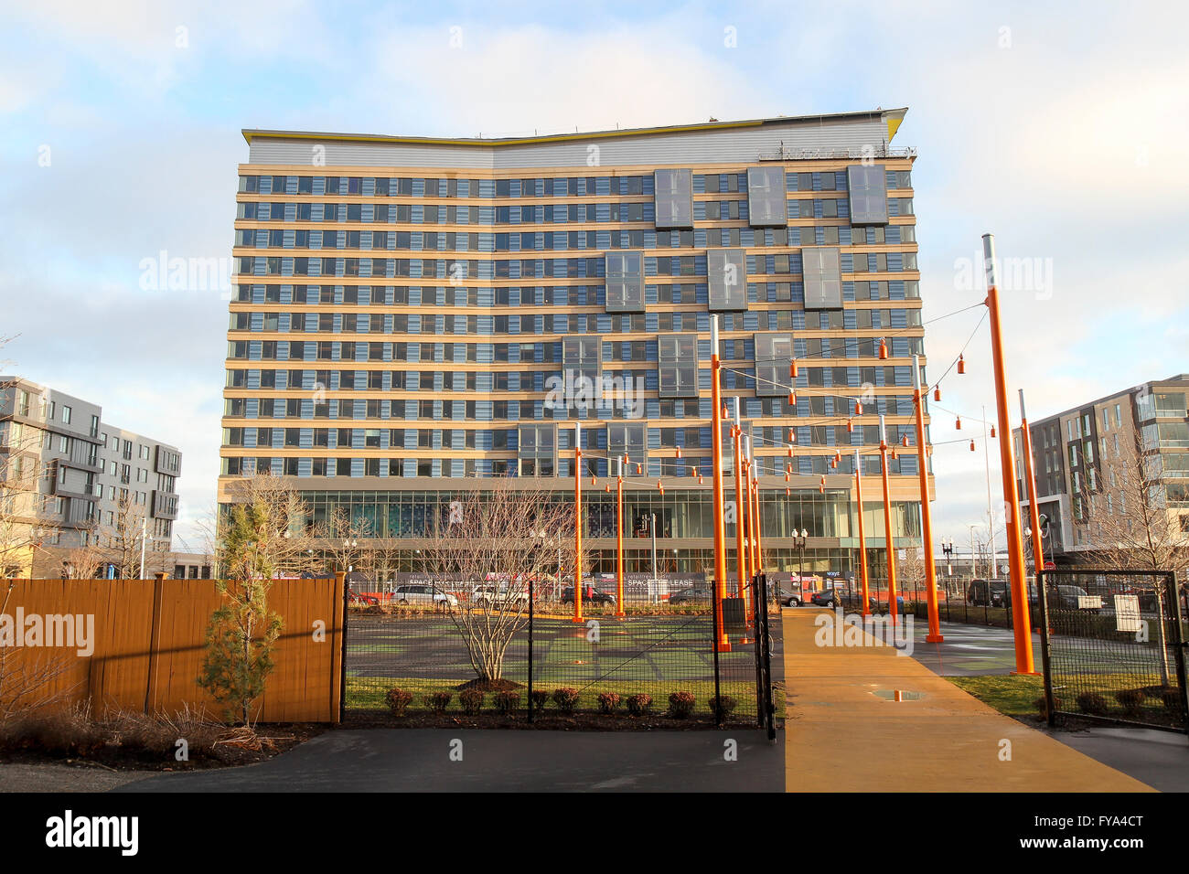 Aloft Boston Seaport Hotel, Boston, Massachusetts, nel gennaio 2016. L'hotel ha aperto nel febbraio 2016. Foto Stock