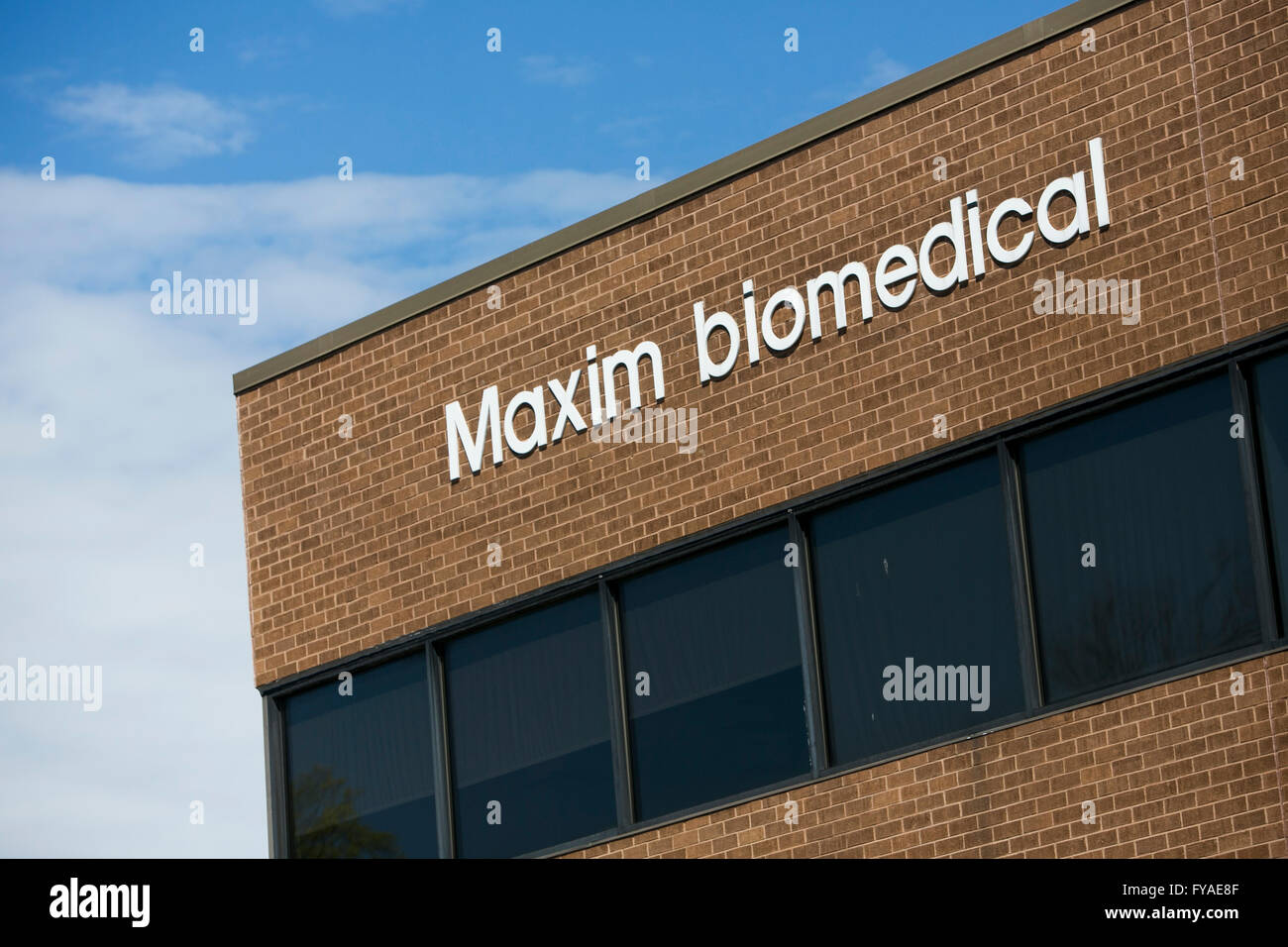 Un logo segno al di fuori della sede di Maxim biomedico, Inc., il 10 aprile 2016 in Rockville, Maryland. Foto Stock