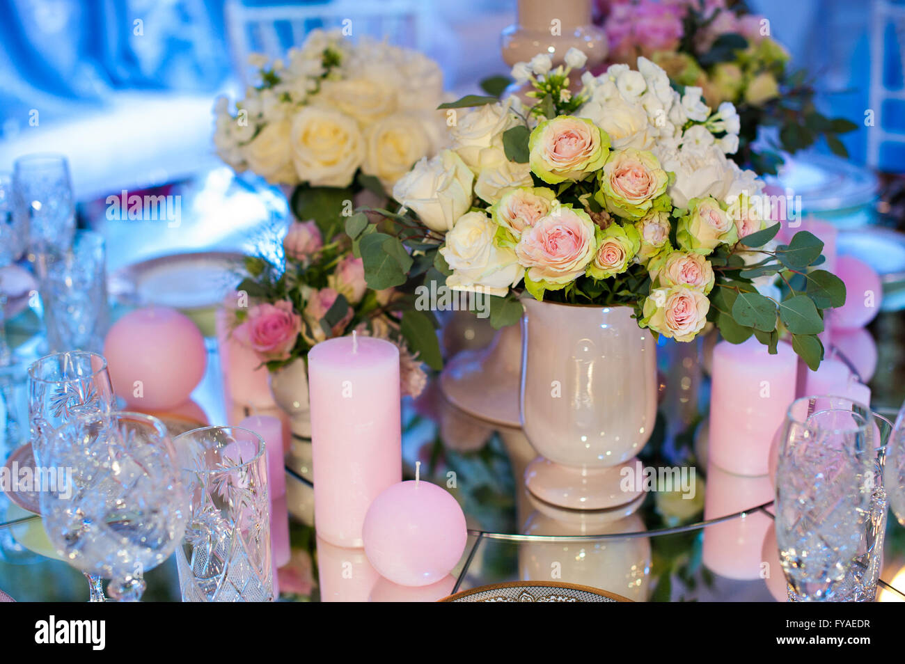 Raccolta di collage di rosa dettagli nozze da cerimonia e ricevimento Foto Stock