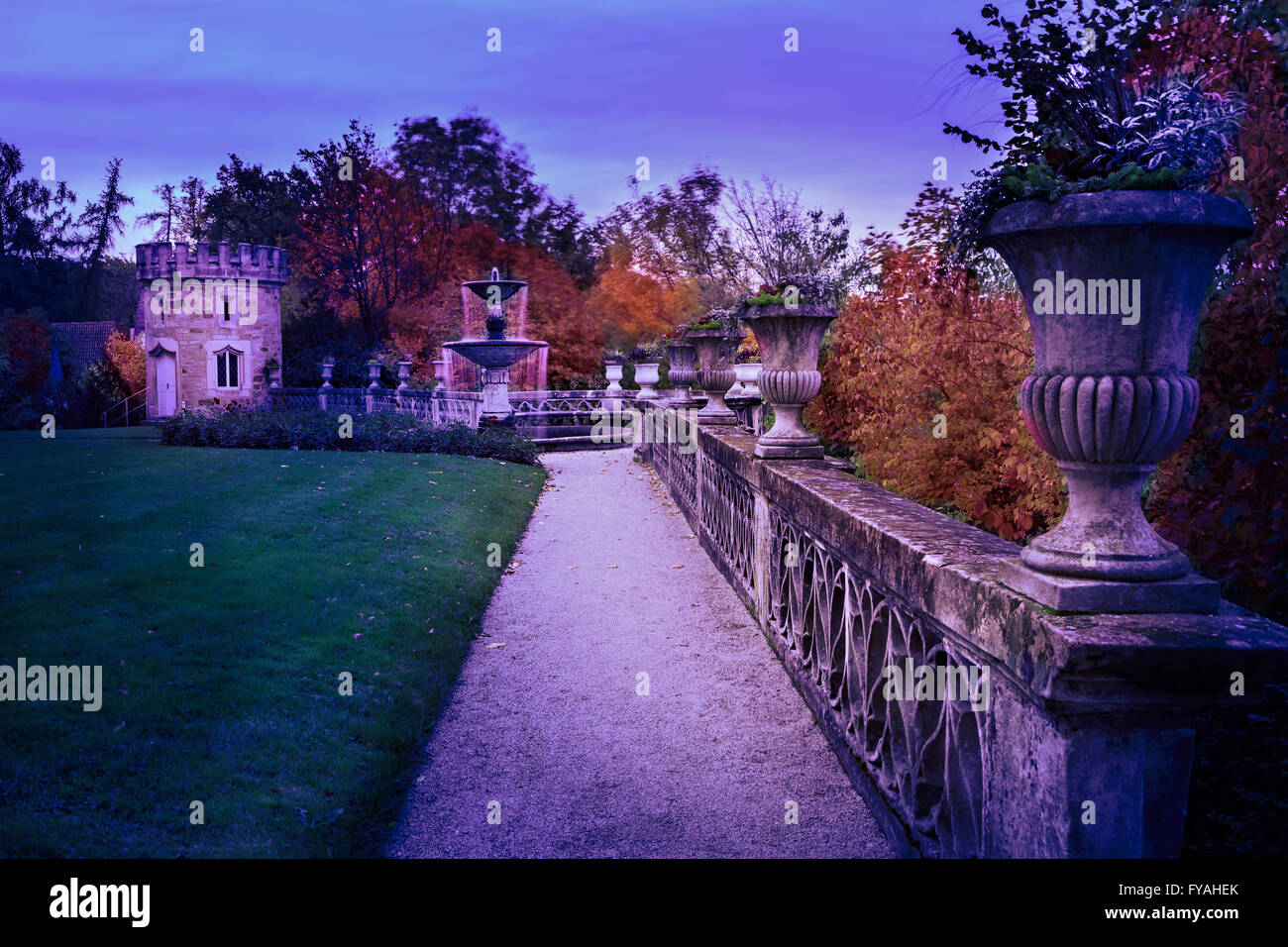 Rosenau chateau vicino a Coburg in Germania di notte Foto Stock