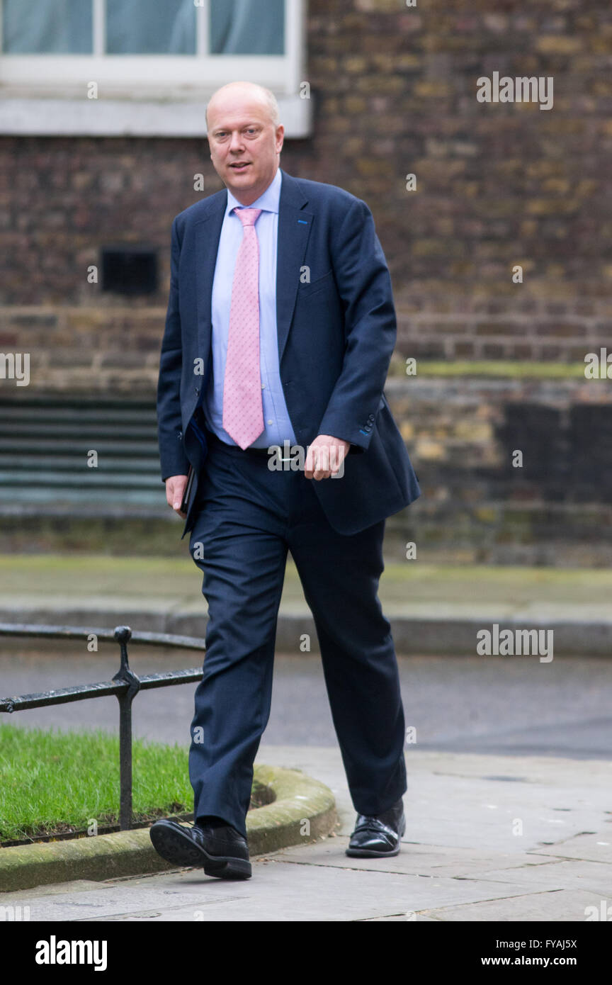 Chris Grayling,leader della House of Commons e il signore Presidente del Consiglio, al 10 di Downing Street per una riunione del gabinetto Foto Stock