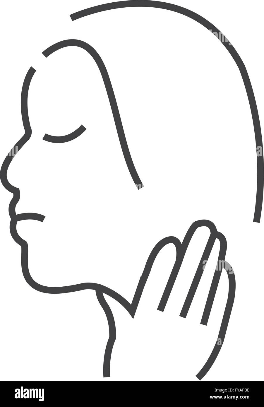 Otorinolaringoiatria, mal di gola, icona Icona linea Style Illustrazione Vettoriale