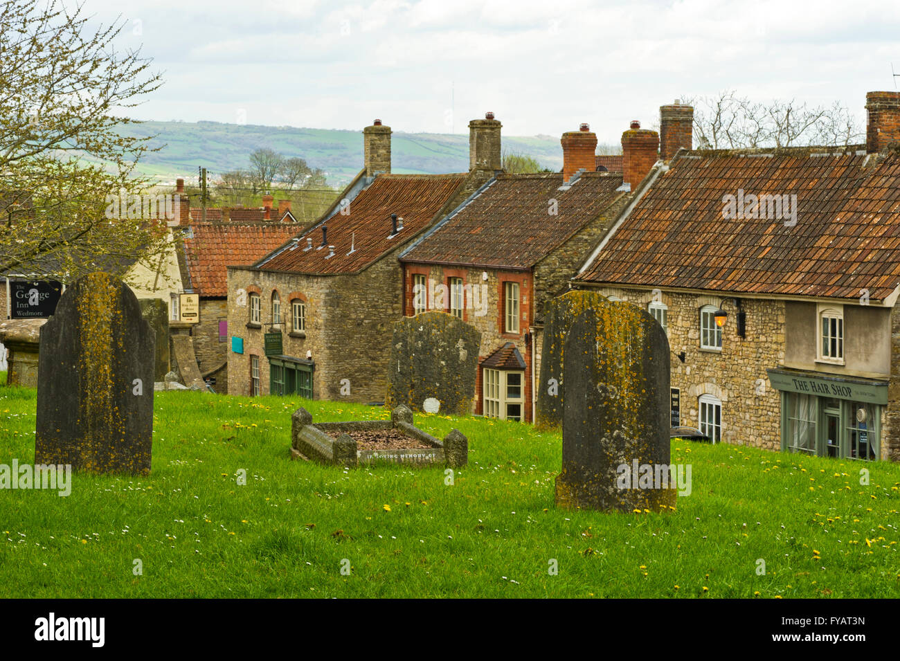 Wedmore e Mendip Hills, Somerset, Inghilterra Foto Stock