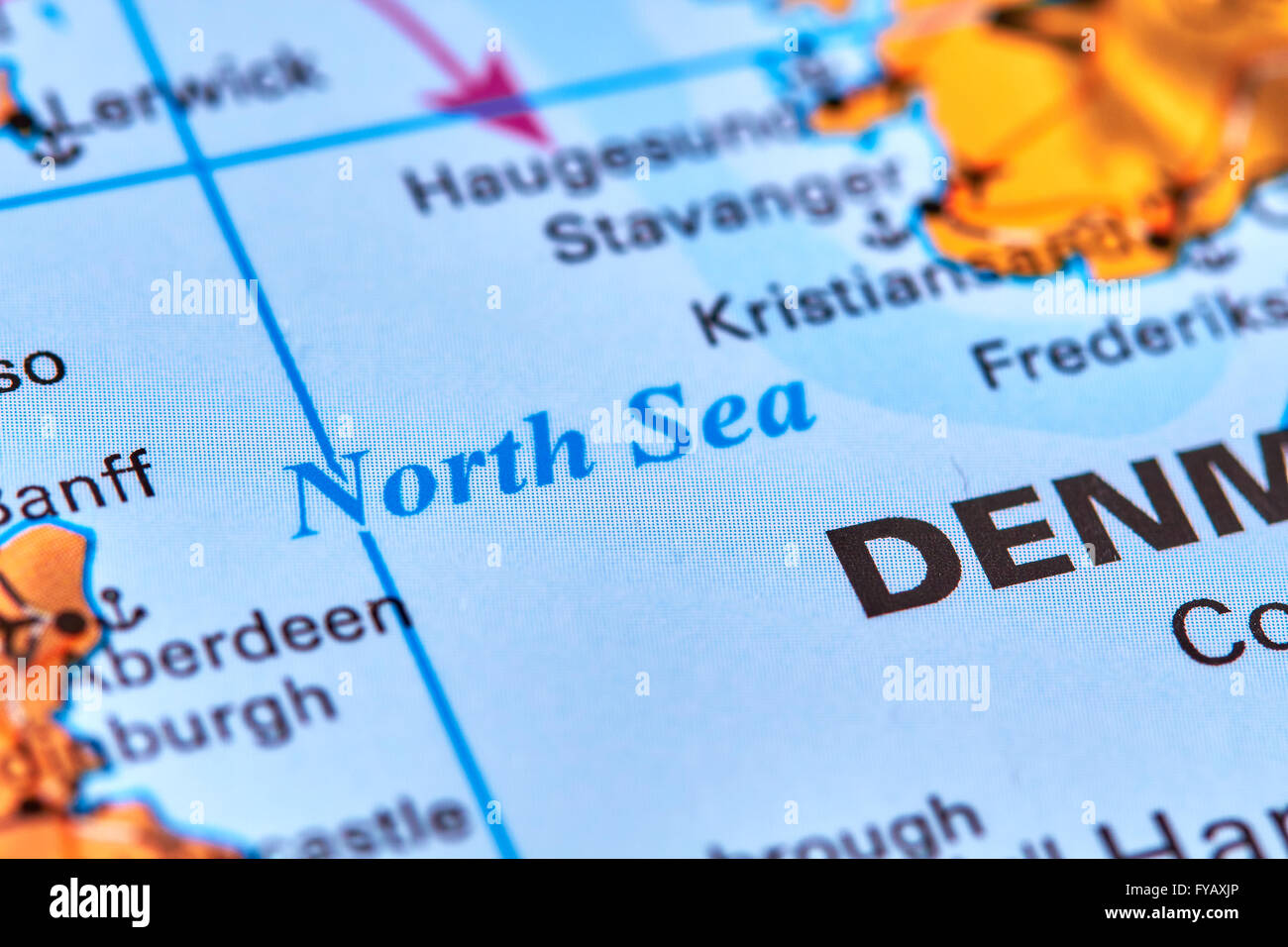 Il mare del Nord, Europa sulla mappa del mondo Foto Stock