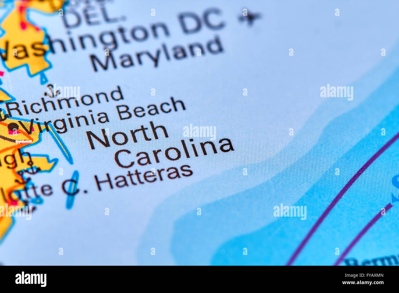 Carolina del Nord, Stato negli Stati Uniti sulla mappa del mondo Foto Stock