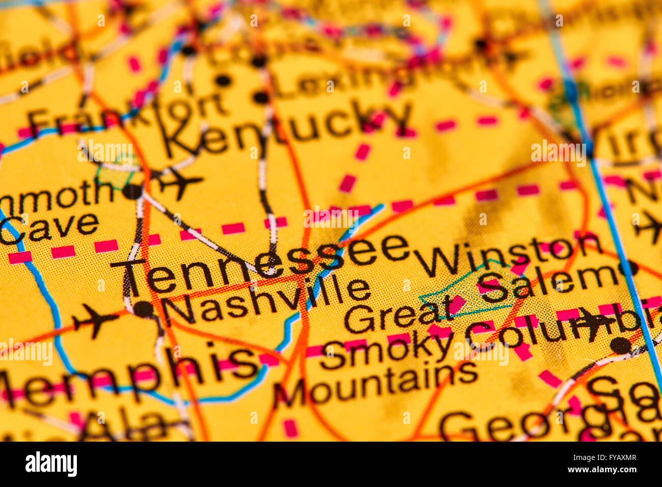 Tennessee, MEMBRO NEGLI STATI UNITI sulla mappa del mondo Foto Stock