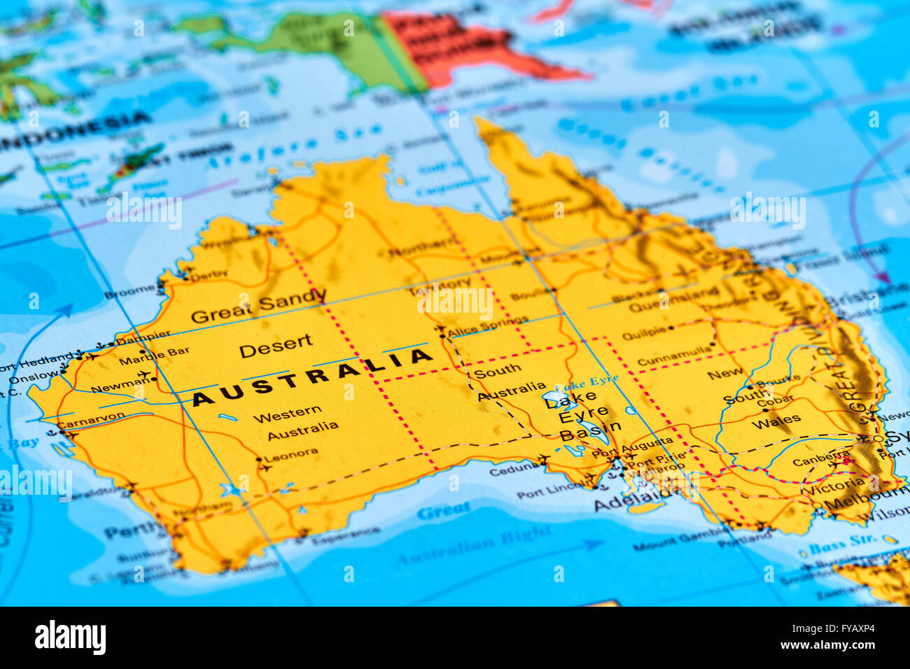 Australia Continente e Paese sulla mappa del mondo Foto stock Alamy