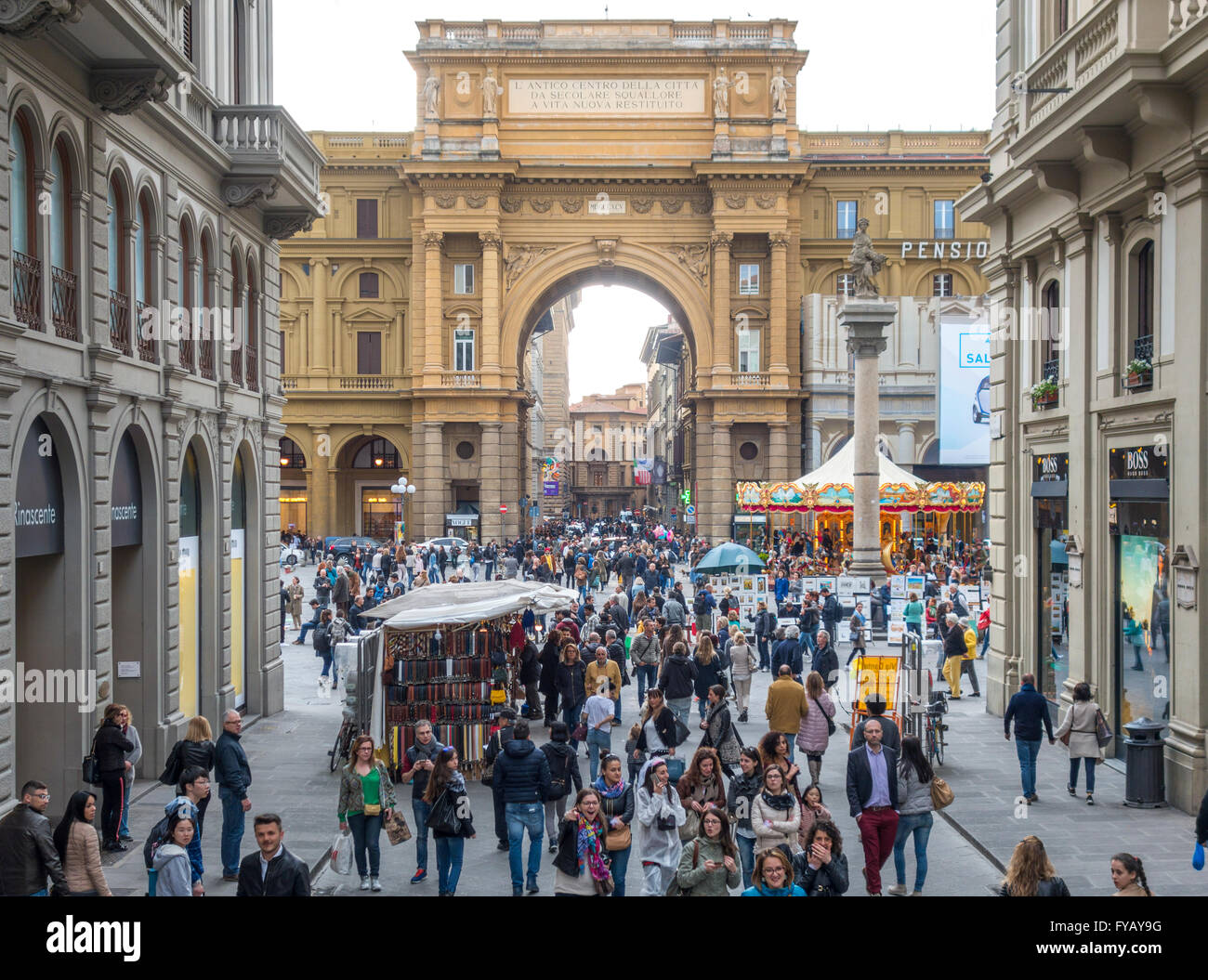 Firenze Piazza della Repubblica o Piazza della Repubblica Foto Stock