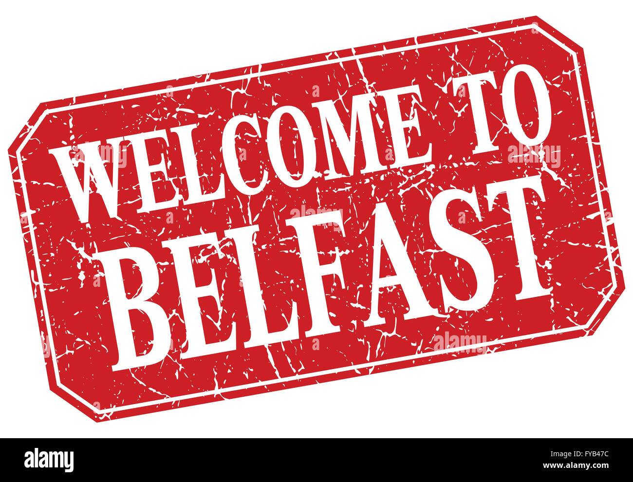 Benvenuto a Belfast quadrato rosso grunge timbro Illustrazione Vettoriale