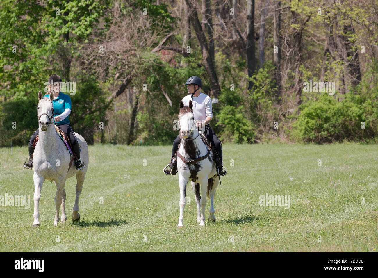 Trail riders club facendo un passo per la carità in un parco. Foto Stock