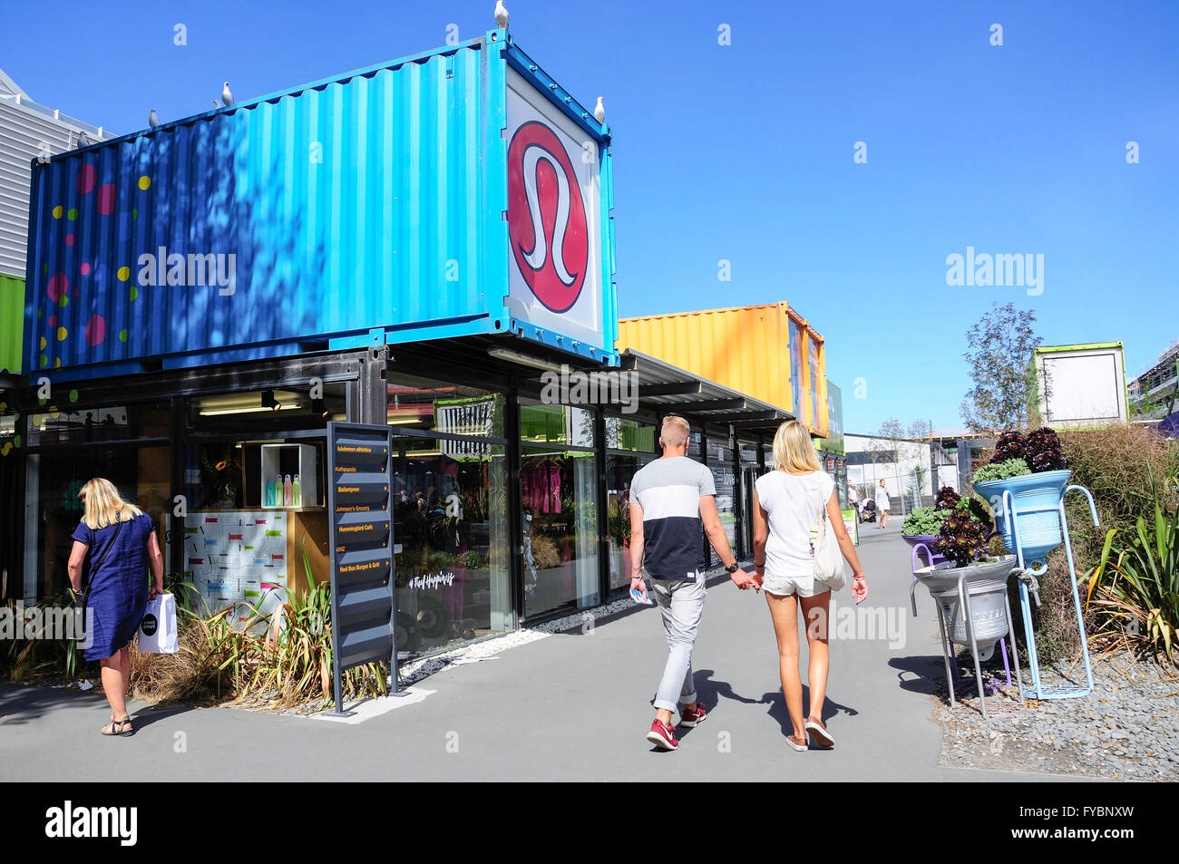Re:avviare contenitore Mall, Cashel Street, Christchurch, regione di Canterbury, Isola del Sud, Nuova Zelanda Foto Stock