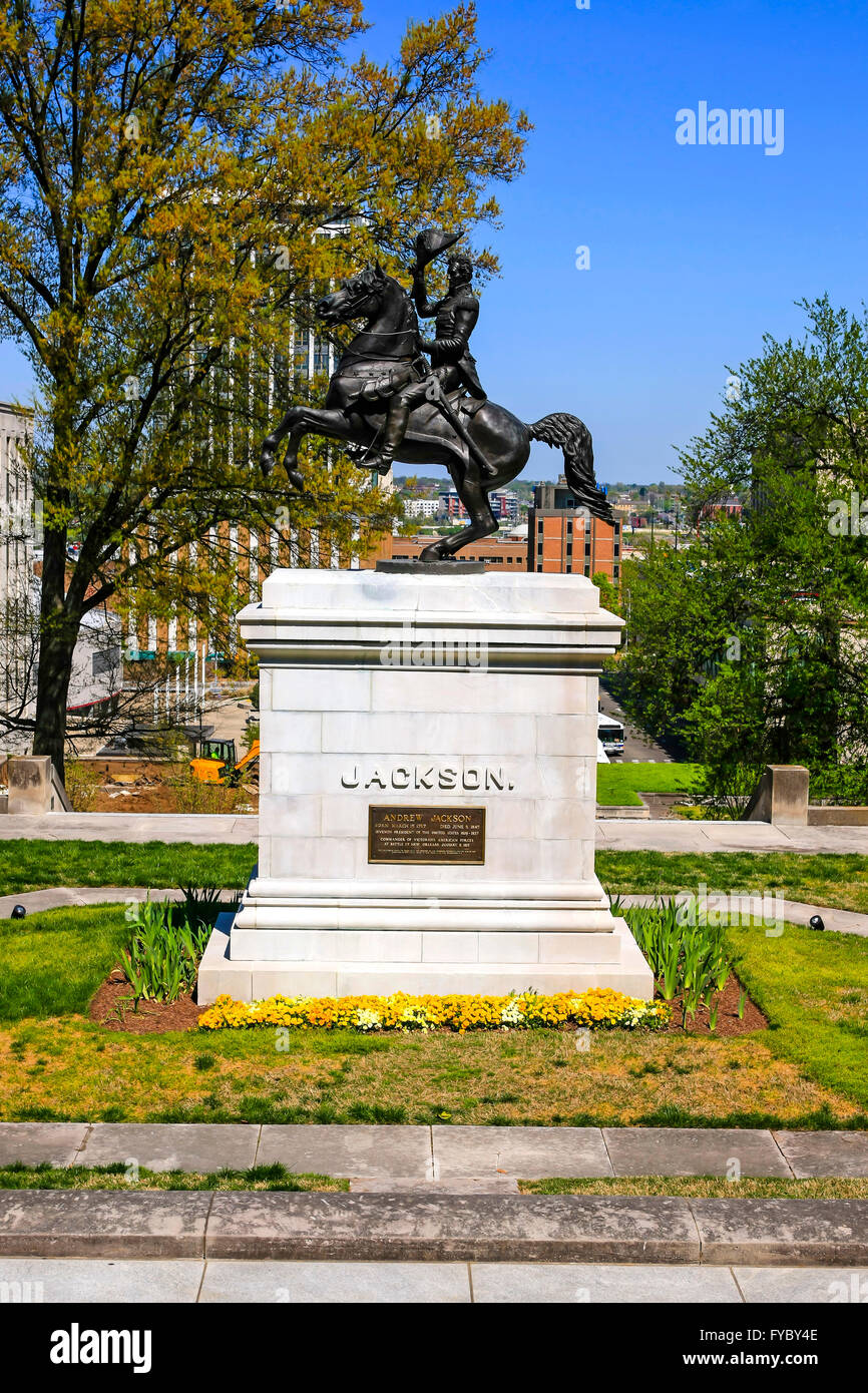 Uno dei tre statue di duplicati di Andrew Jackson a cavallo creato nel 1880, questa in Nashville TN Foto Stock