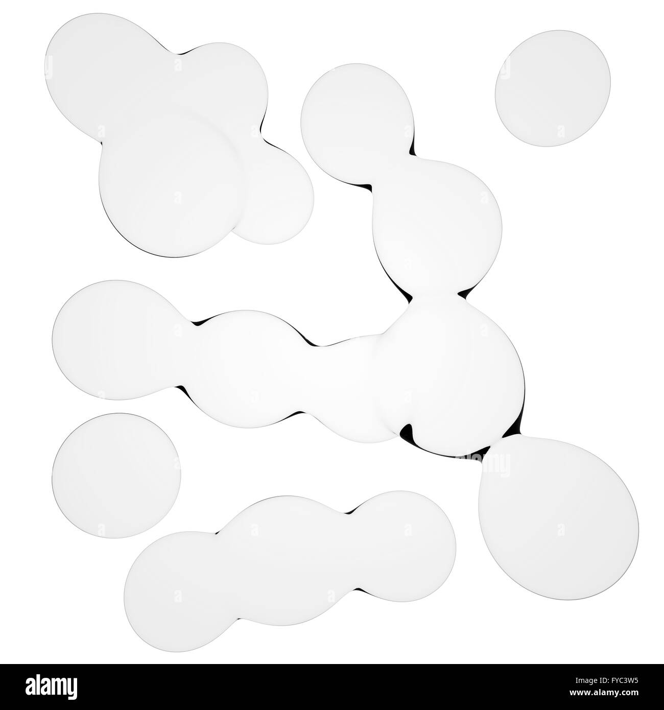 3D'illustrazione delle gocce di liquido simile a nucleo Foto Stock