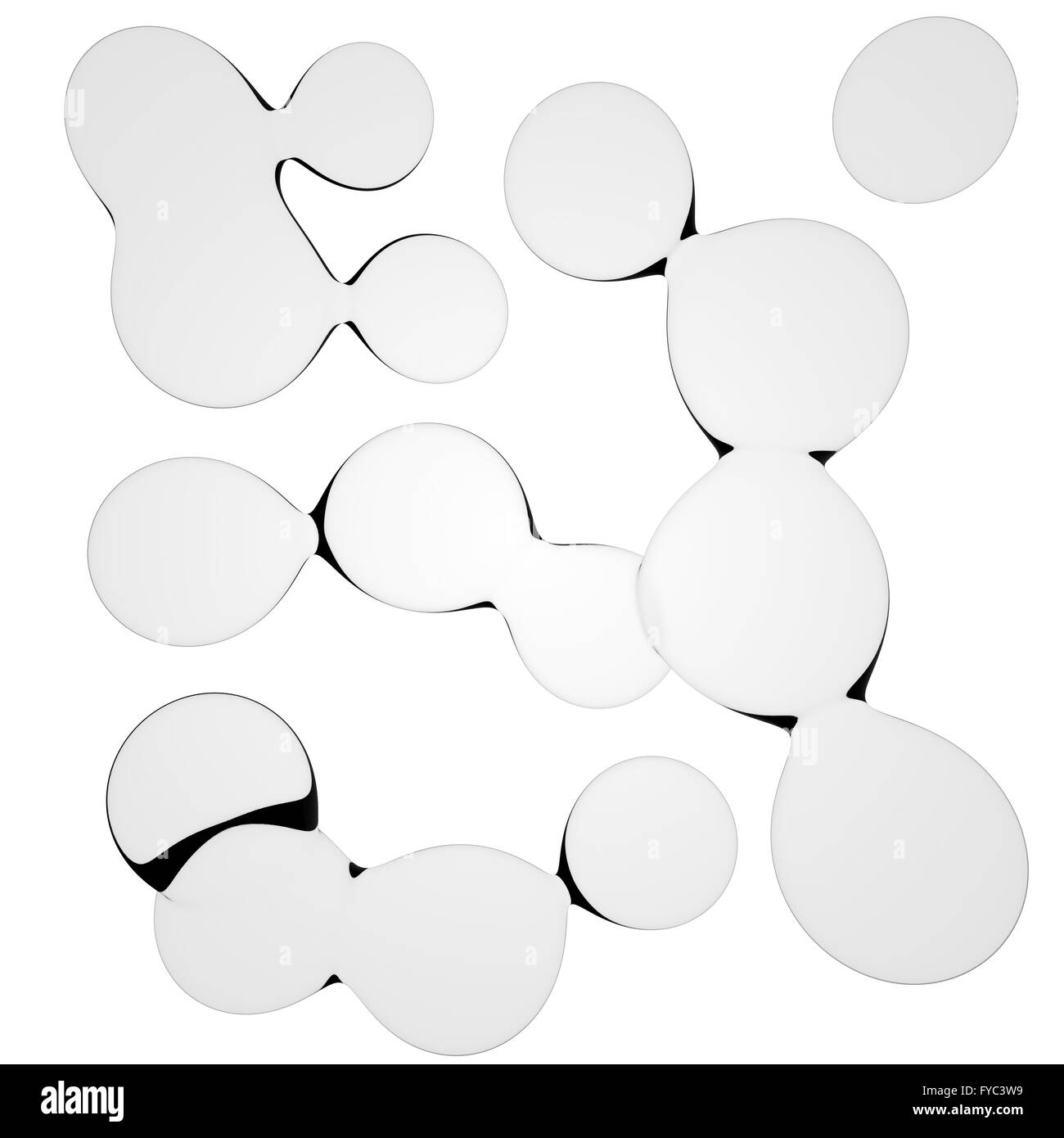 3D'illustrazione delle gocce di liquido simile a nucleo Foto Stock