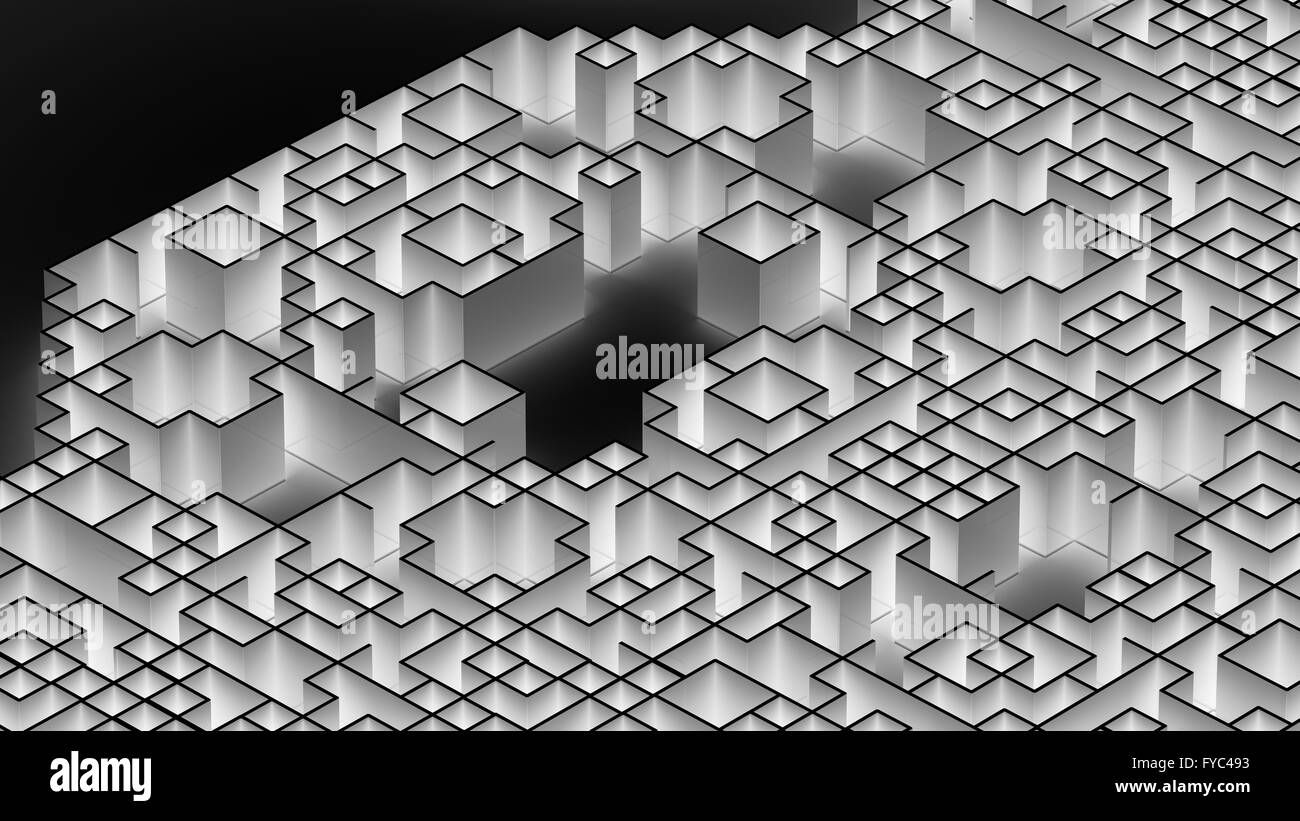 3D illustrazione della techno labirinto struttura di superficie Foto Stock