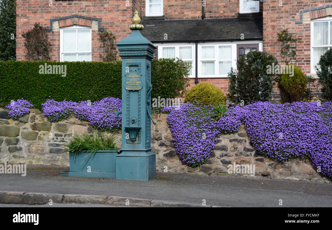 Pompa vittoriano & glicine in Stanton da Dale village, Derbyshire, Foto Stock
