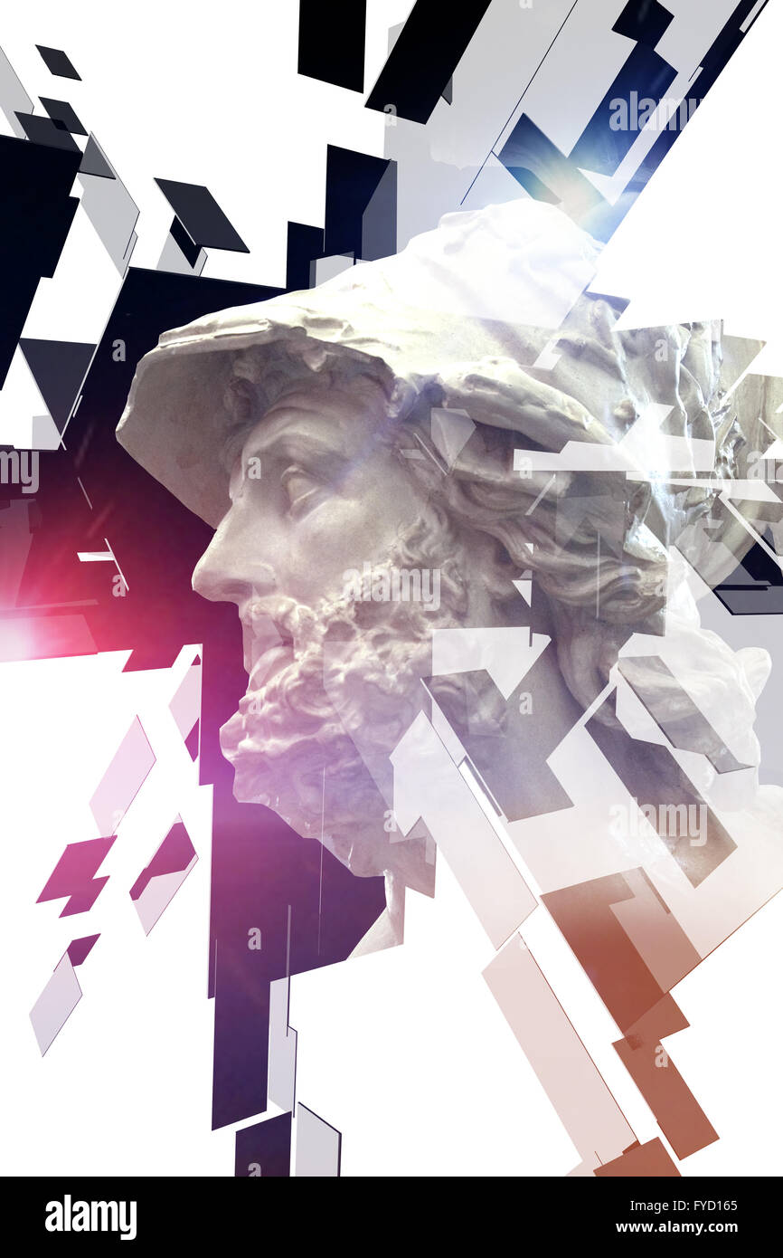 Scultura Classica con texture, Greco Bianco busto di Pericle Foto Stock