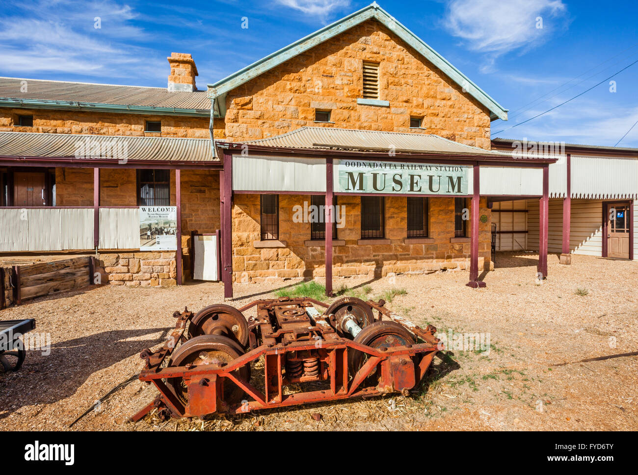 Oodnadatta Stazione ferroviaria Museum, South Australia. La stazione è il capolinea della grande ferrovia settentrionale nel 1890 fino a quando il Foto Stock
