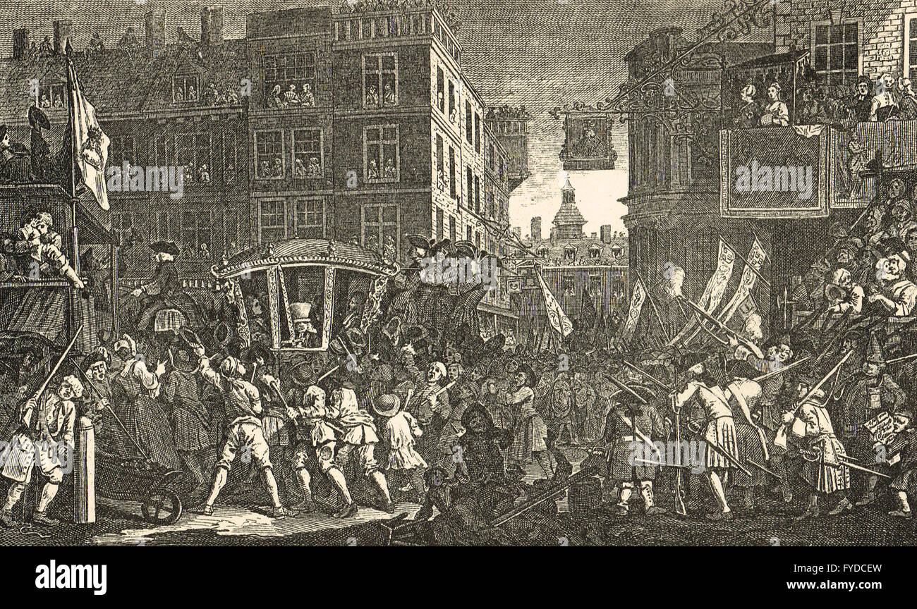 Industria e ozio piastra 12 operosa 'Prentice Lord-Mayor di Londra da William Hogarth circa 1747 Foto Stock