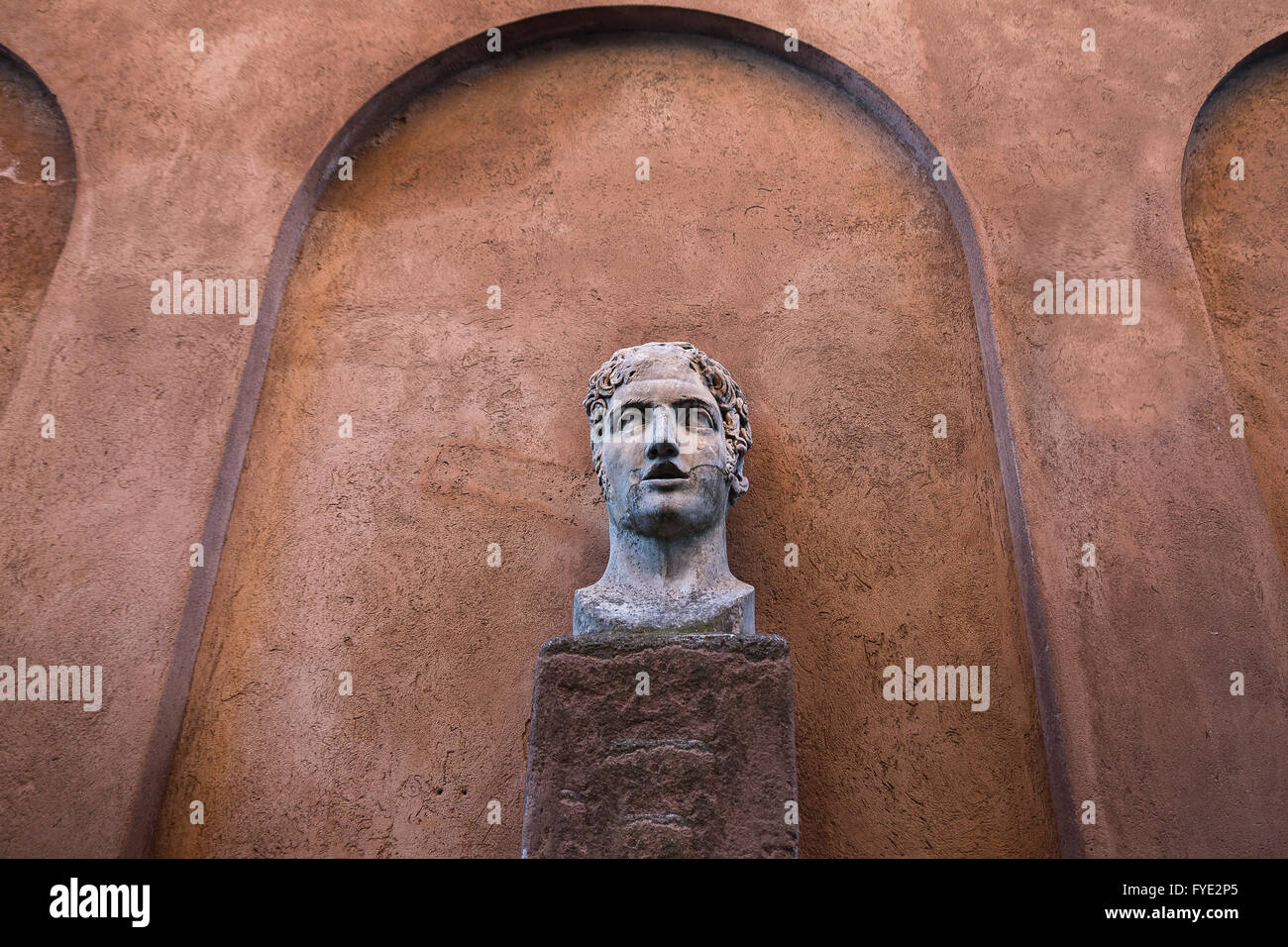 Antica statua romana testa Foto Stock