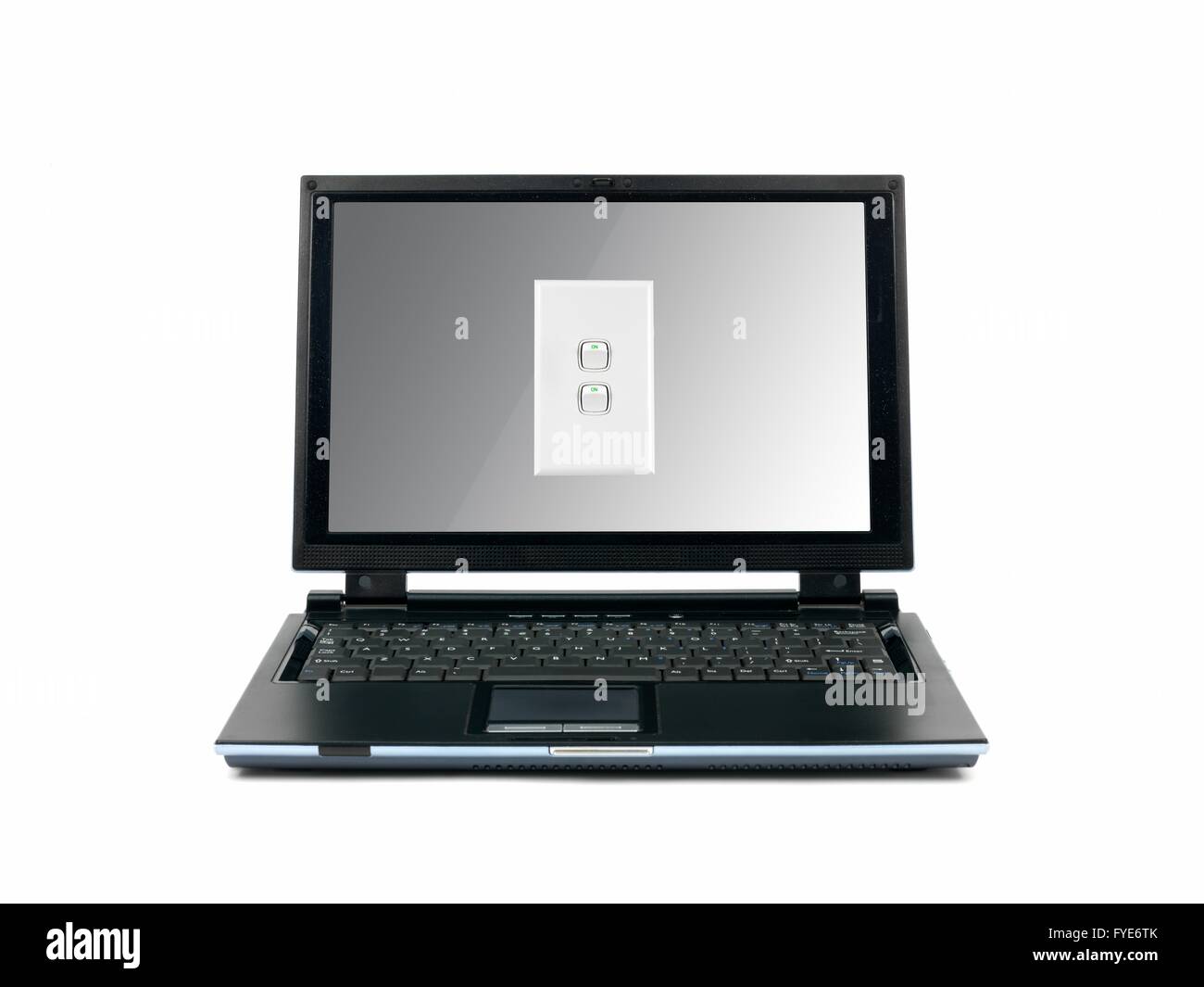 Un computer portatile isolata contro uno sfondo bianco Foto Stock