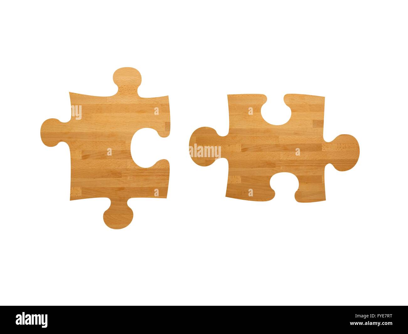 Puzzle in legno pezzi isolati contro uno sfondo bianco Foto Stock