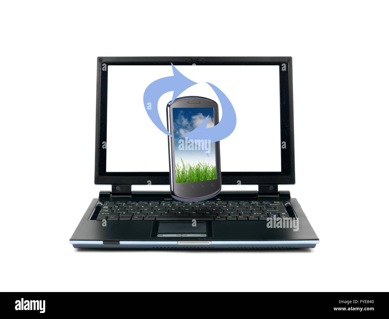 Un computer portatile isolata contro uno sfondo bianco Foto Stock