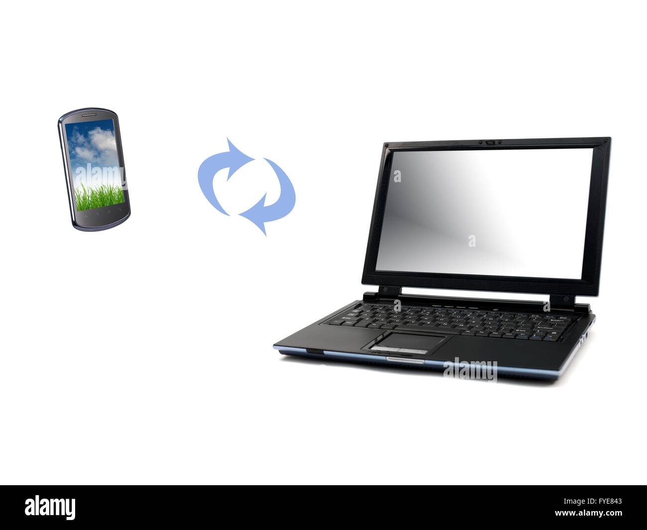 Un computer portatile isolata contro un bianco backgroun d Foto Stock