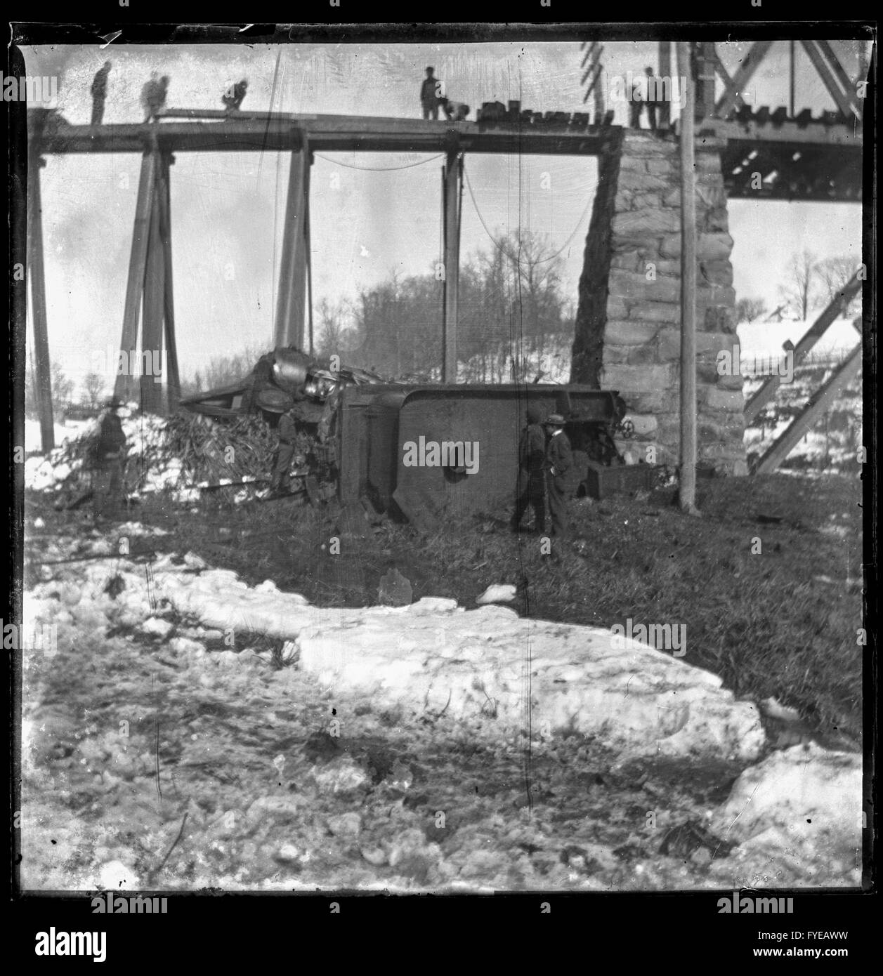 Fotografia vittoriano di un treno relitto in Fallston, Maryland. Foto Stock