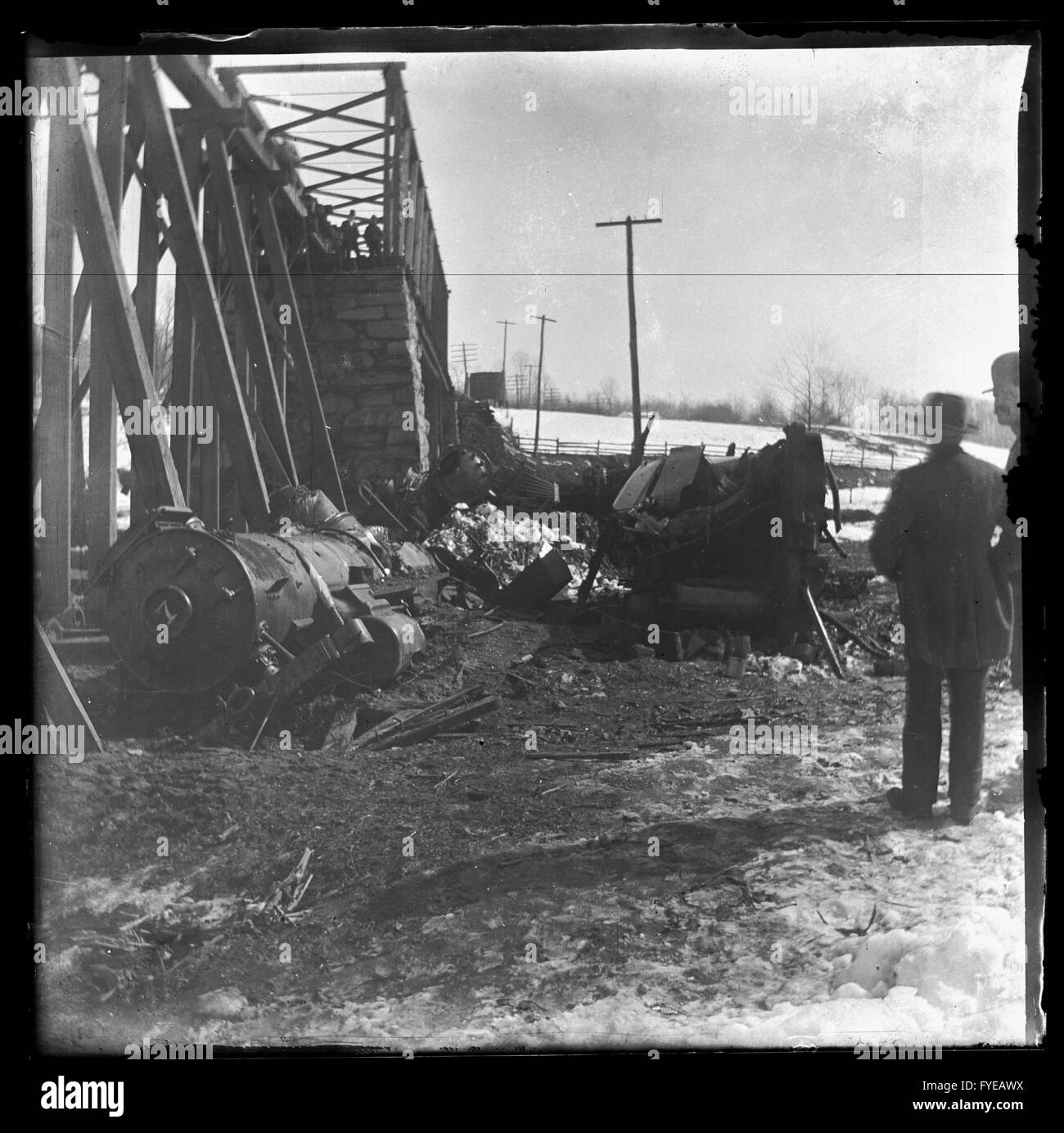 Fotografia vittoriano di un treno relitto in Fallston, Maryland. Foto Stock