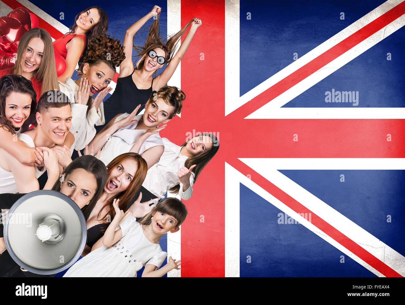 Felice gruppo di diversi studenti Foto Stock