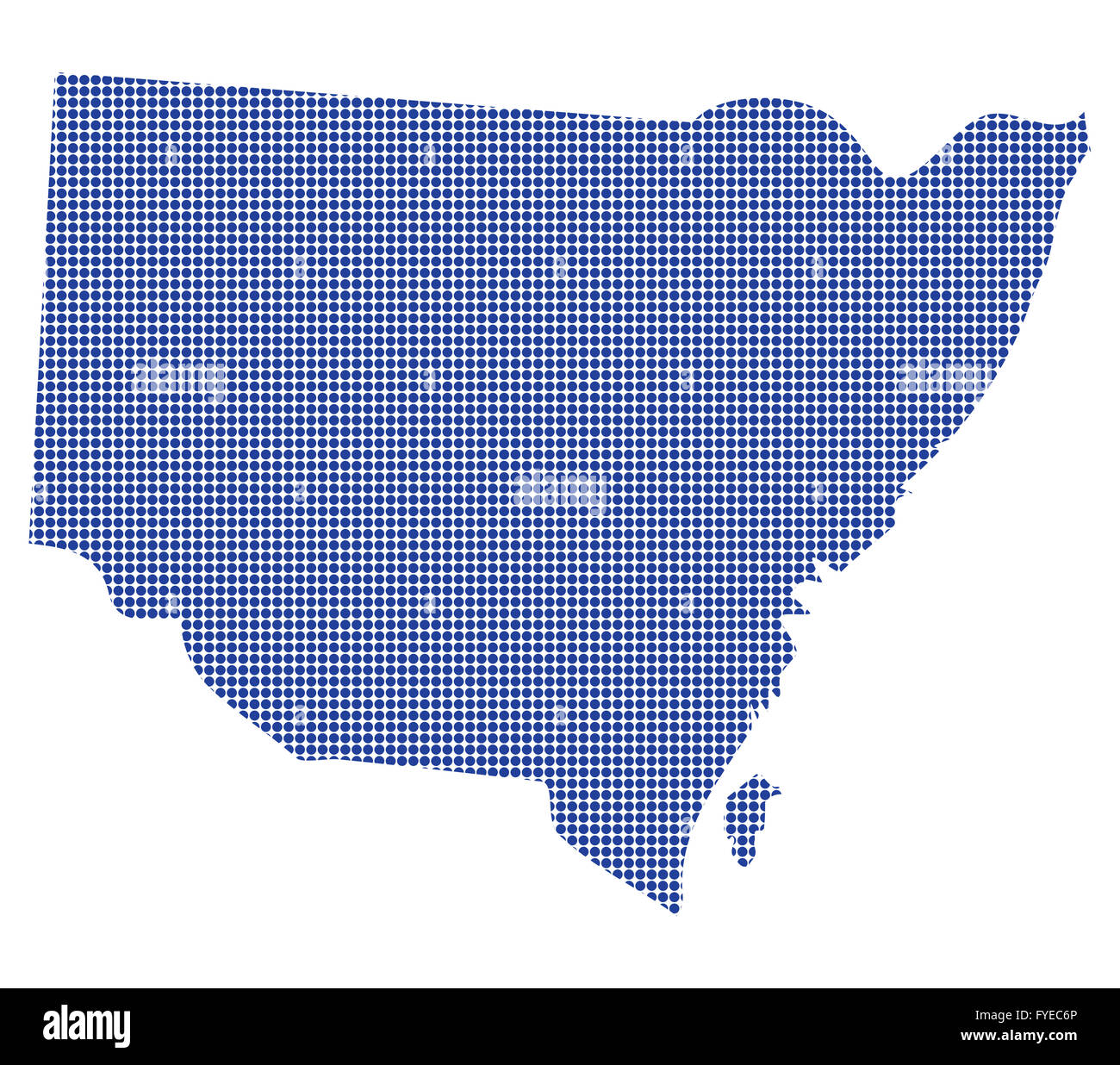Un Nuovo Galles del Sud Australia dot mappa in isolati di colore blu su sfondo bianco Foto Stock