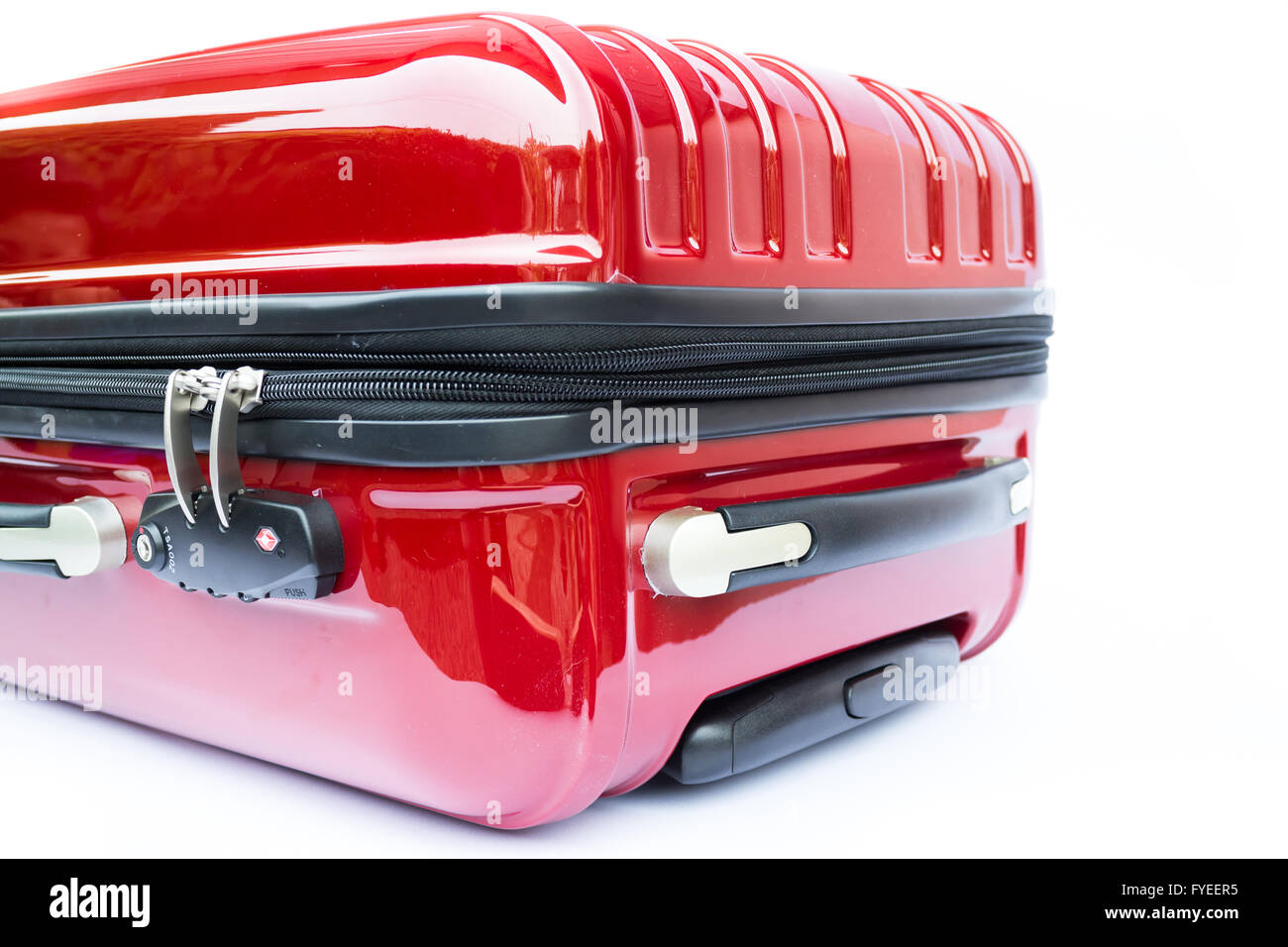 Bloccato e zip chiuso della valigia rossa, stock photo Foto Stock