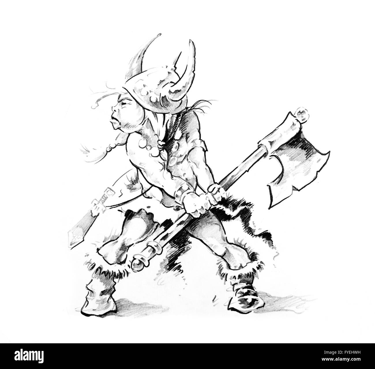 Schizzo di arte del tatuaggio, guerriero Foto Stock