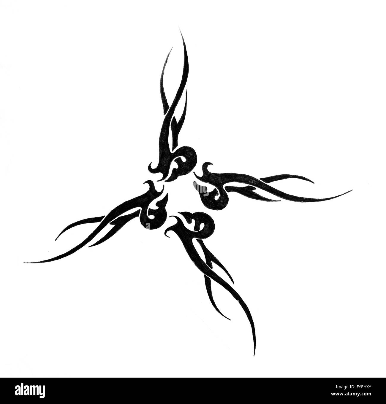 Schizzo di arte del tatuaggio, tribal design Foto Stock