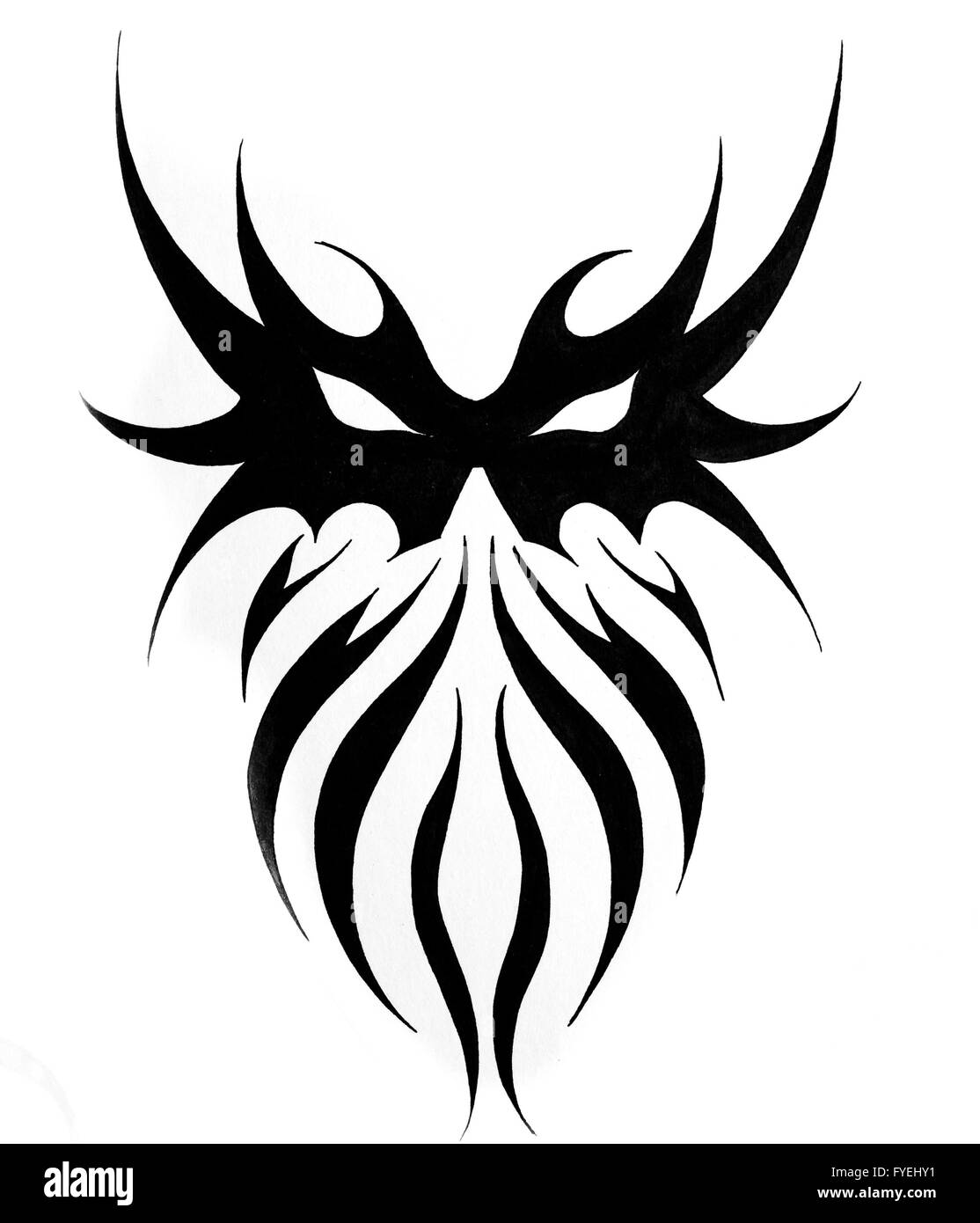 Schizzo di arte del tatuaggio, tribal design Foto Stock